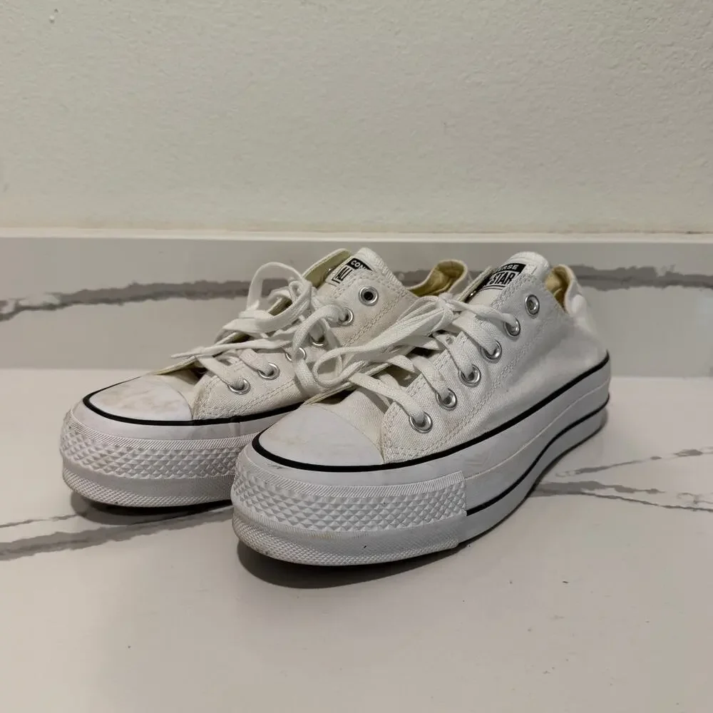 Converse Chuck Taylor All Star Lift Platform Shoes Women's 8 White Low Top